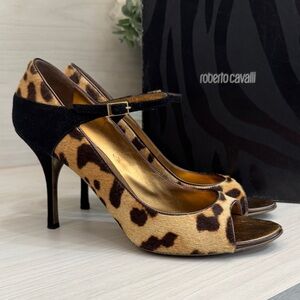 Roberto Cavalli Animal Print Peep Toe Heels (Size 40 / US 10)
